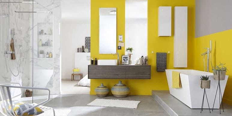 peinture jaune salle de bain 