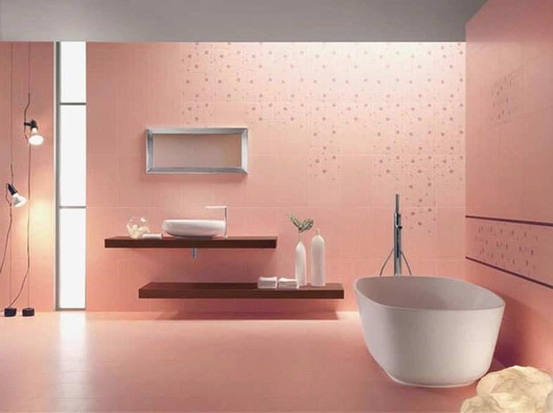 peinture rose peche salle de bain 