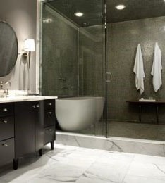 salle de bain couleur noire et grise 