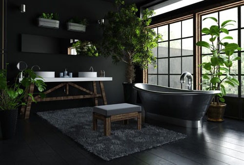 salle de bain couleur noire tendance 
