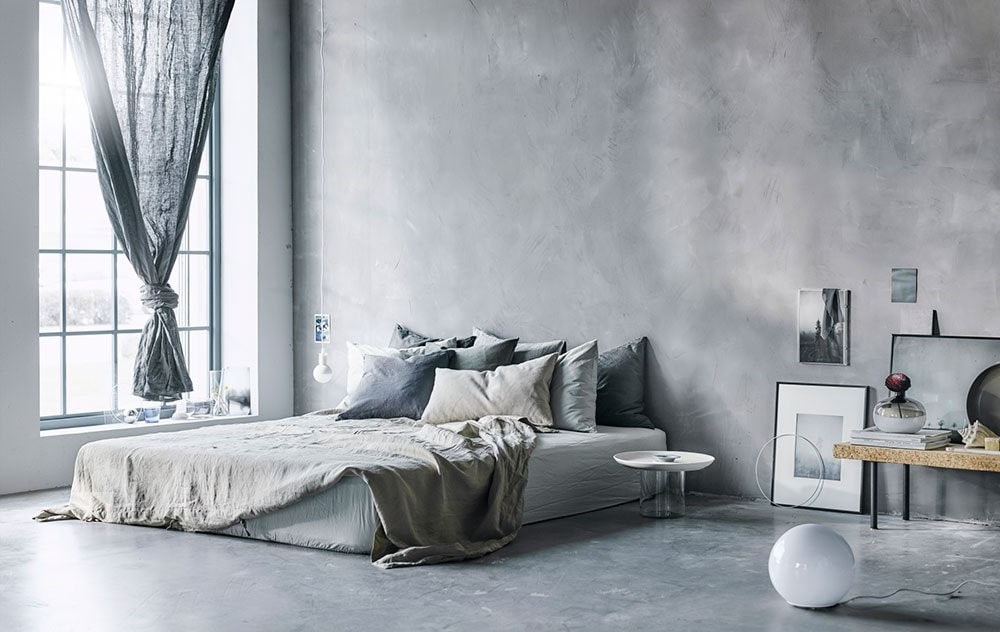 Chambre peinture moucheté grise 