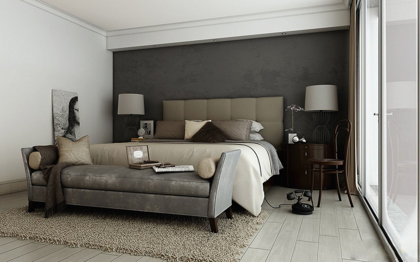 chambre élégante et raffinée grise et beige