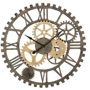 Horloge rouages bois et métal