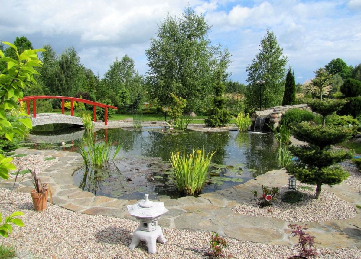 Jardin zen avec plan d’eau