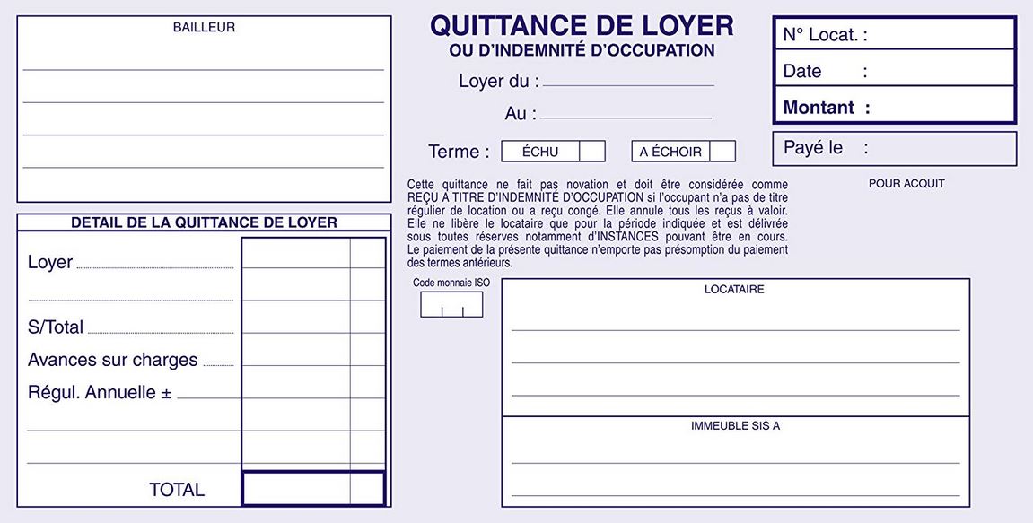 Quittance de loyer modèle type de courrier gratuit en ligne