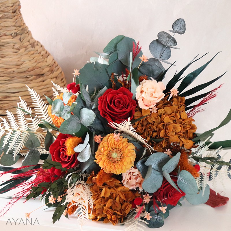 Bouquet de fleurs séchées aux couleurs d’automne