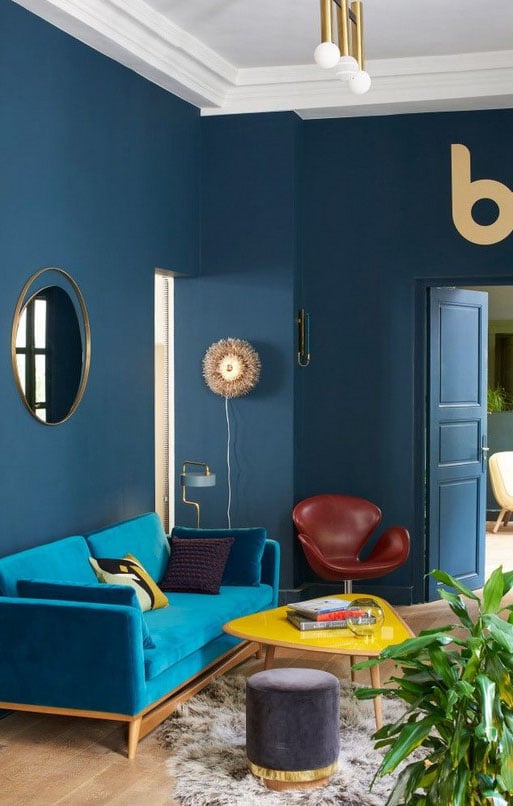 Salon Bleu Cyan Et Turquoise