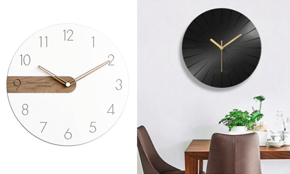 horloge pendule minimaliste originale aiguilles longues avec trou sans cadran 