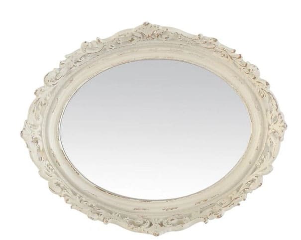 Miroir Ovale Blanc Cassé 