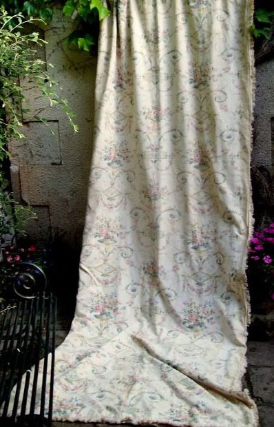 Paire De Rideaux Anciens Fleurs Marguerites Dentelle Or 278x233cm - Style Classique Prêt à Poser