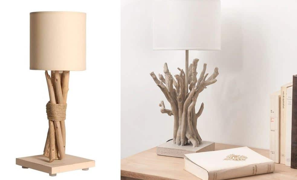 Lampe De Chevet Artisanale En Bois