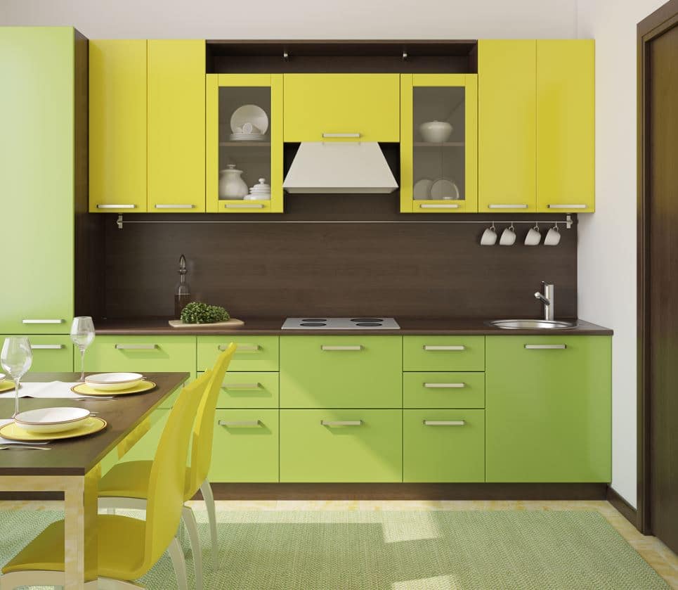 Cuisine Verte Anis Et Jaune Pour Une Décoration Moderne Et Dynamique