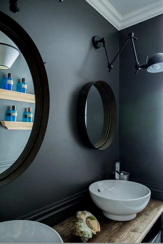 Salle De Bain Gris Bleu Et Noir 