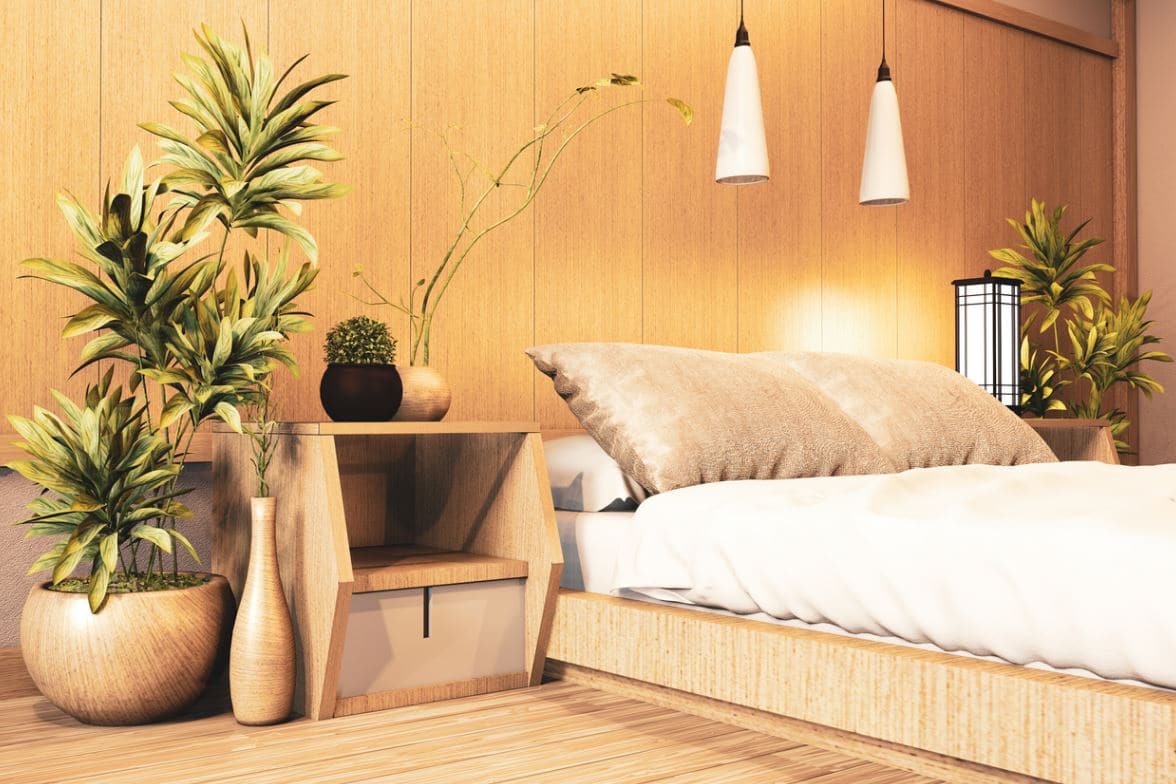 Chambre En Bois Zen Avec Plantes