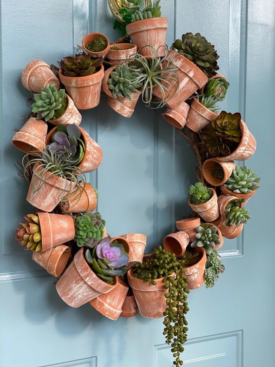 Une couronne de Noël pleine de cactus