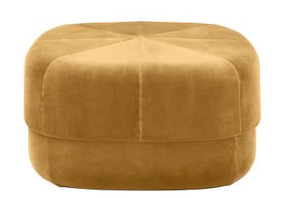 pouf rond et design jaune moutarde en velours