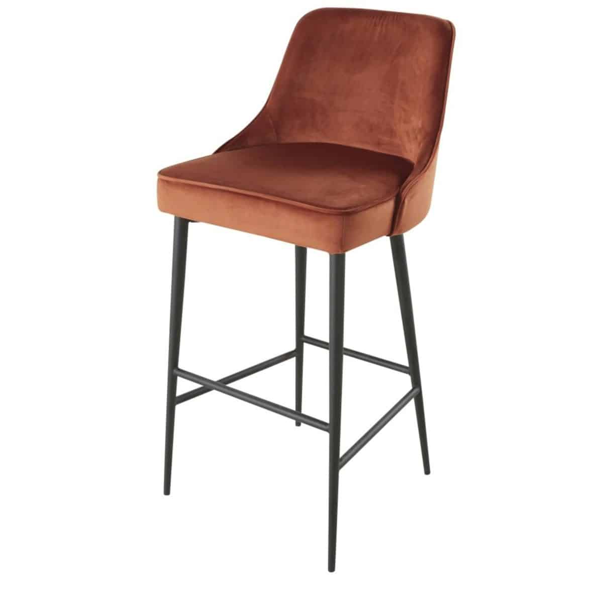 Fauteuil de bar avec dossier confortable et piètement métal 