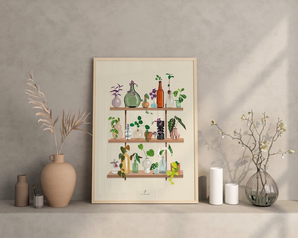illustration végétale pour décorer les murs du salon