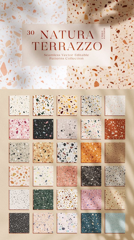 nuancier des terrazzo disponibles