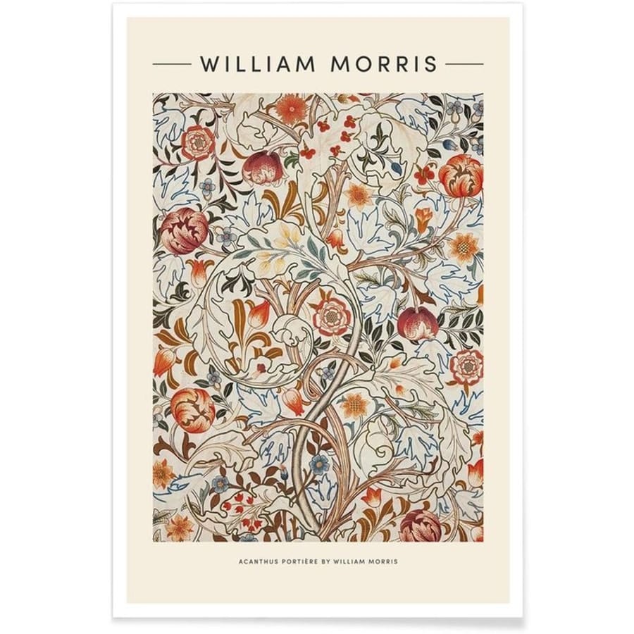 Une affiche william morris avec des motifs