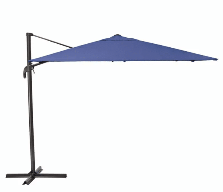 Parasol déporté NATERIAL Aura bleu carré, L.286 x l.286 cm