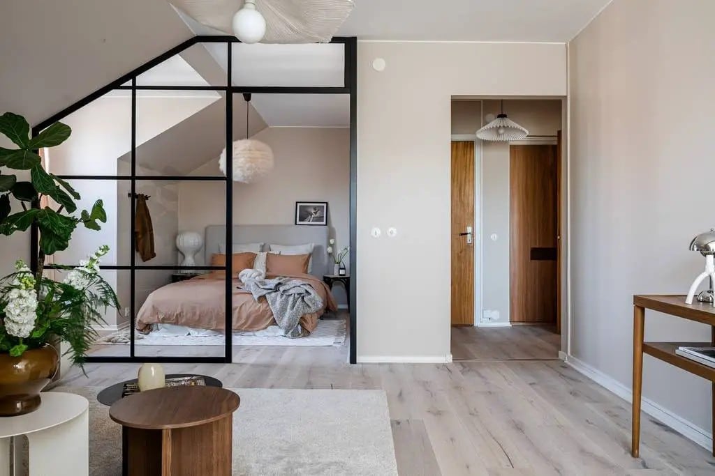 Un appartement mansardé de 50 m² avec chambre à verrière
