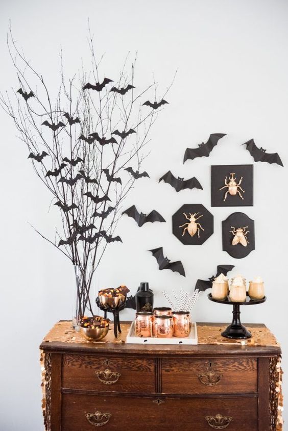 diy halloween deco branche chauve souris