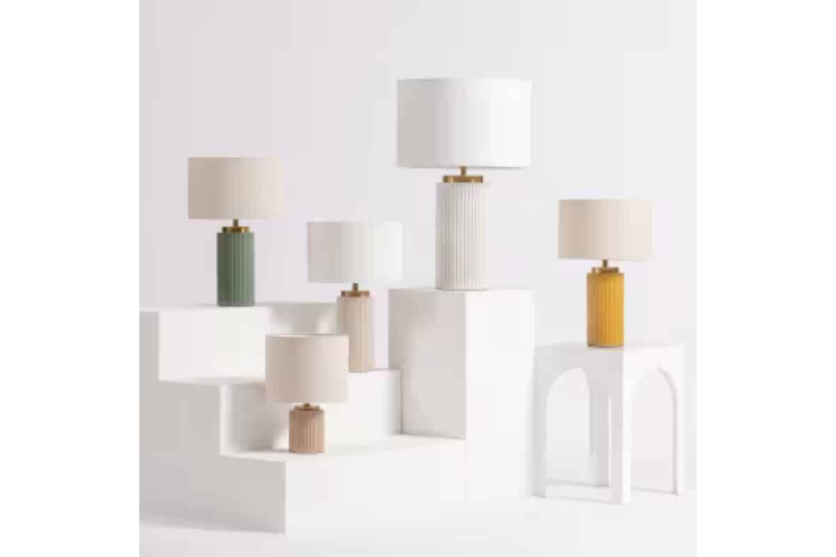 Maisons du Monde VIGO Lampe en céramique beige et abat-jour en polyester recyclé
