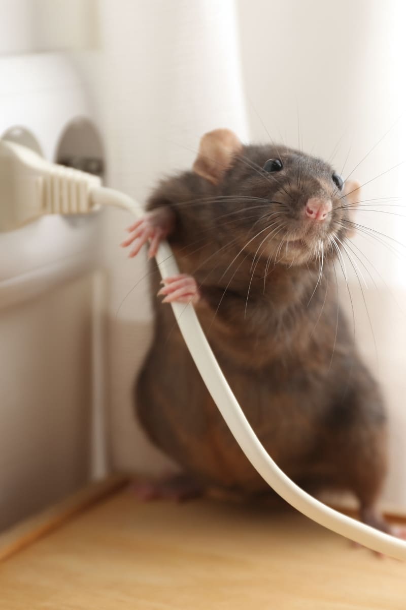 Un rat qui ronge un câble