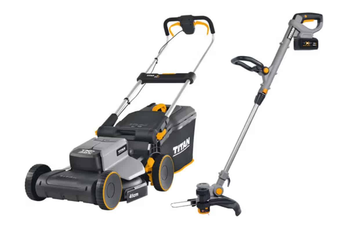 Brico Dépôt TITAN Tondeuse batterie 36V 41 cm + coupe-bordure 18V 28 cm