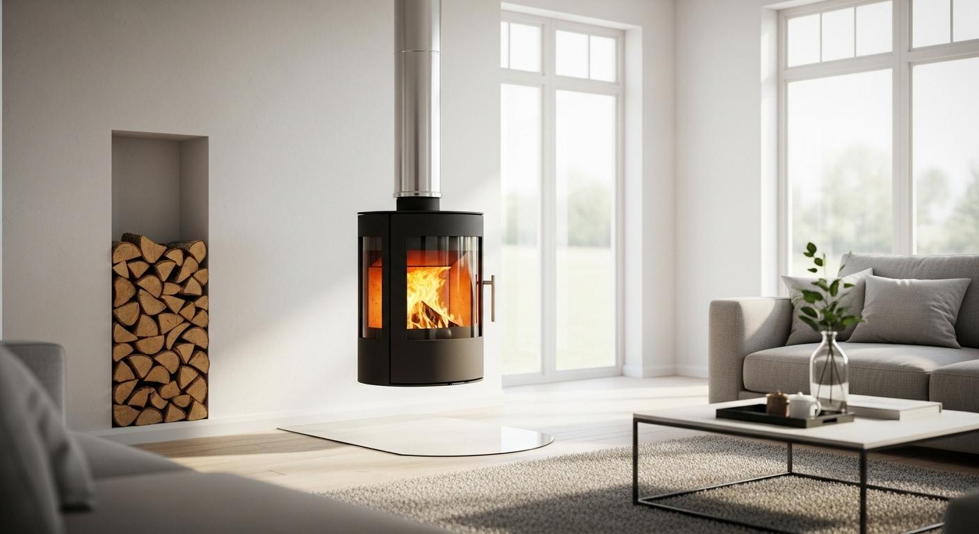 Poêle à bois suspendu - le choix design et performant pour votre salon