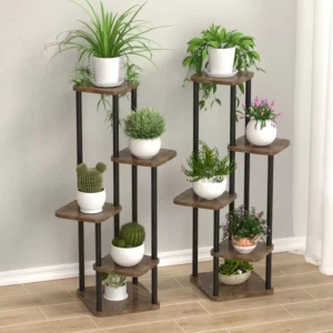 Support pour plantes, étagère de rangement en bois pour fleurs