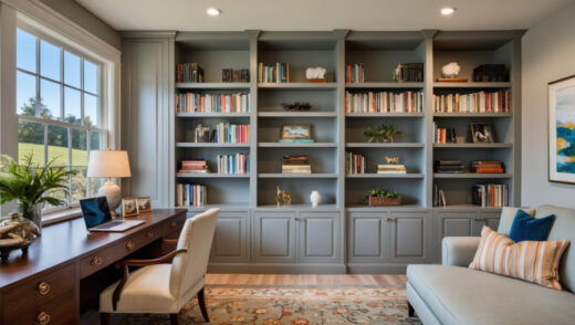 bibliothèque sur mesure intégrée au salon