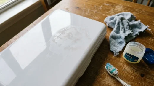 Surface en plastique blanchie par une tache de dissolvant