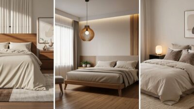 Trois chambres parentales beiges et bois, cosy et élégantes
