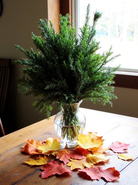 Décoration rustique avec des branches de conifères